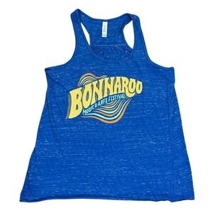 Bonnaroo Music and Arts Festival Tennessee Blue Graphic Logo Scoop Tank Top Sz M